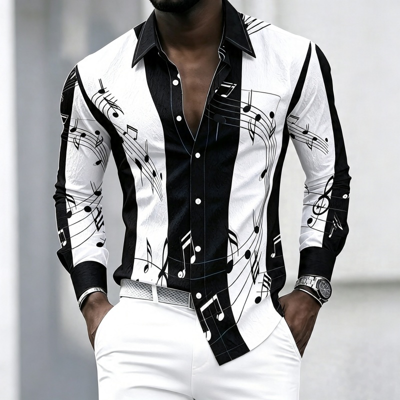 Camisa masculina com gola e es - Music avaliação e preço