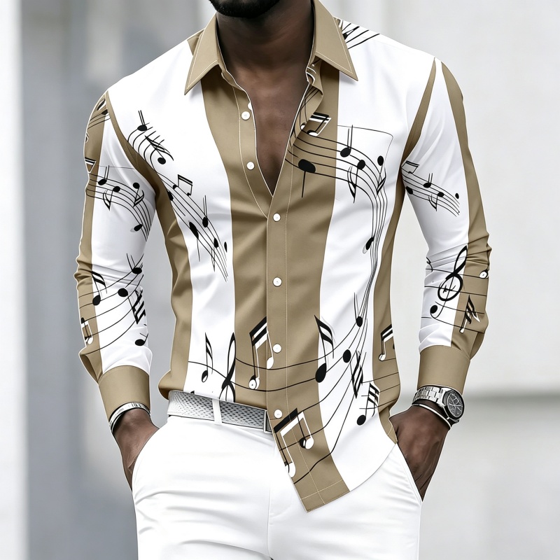 Camisa masculina com gola e es - Music avaliação e preço