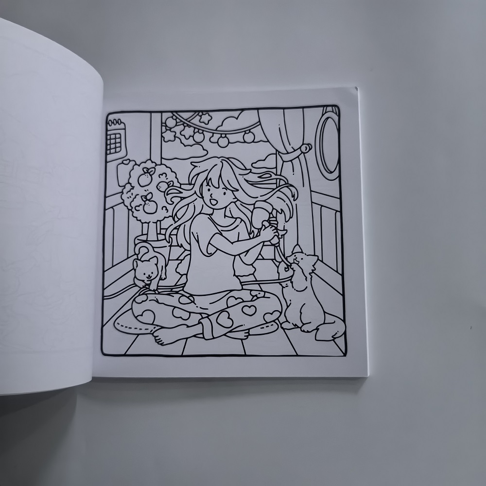 Gato e menina bonito livro de  - Adult Coloring Book Stress Relief avaliação e preço