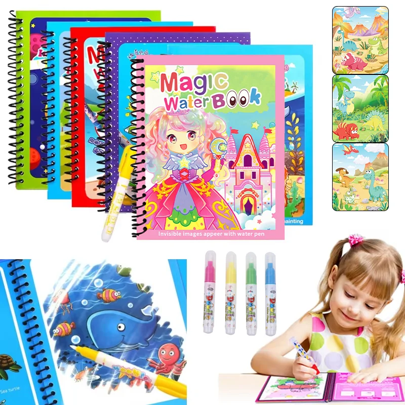Livro de Desenho Mágico com Ág - Reusable Water Magic Coloring Book avaliação e preço
