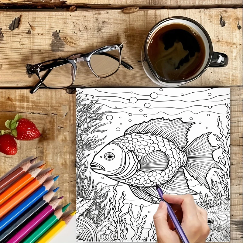 Livro de Colorir Subaquático d - Adult Coloring Book Stress Relief avaliação e preço