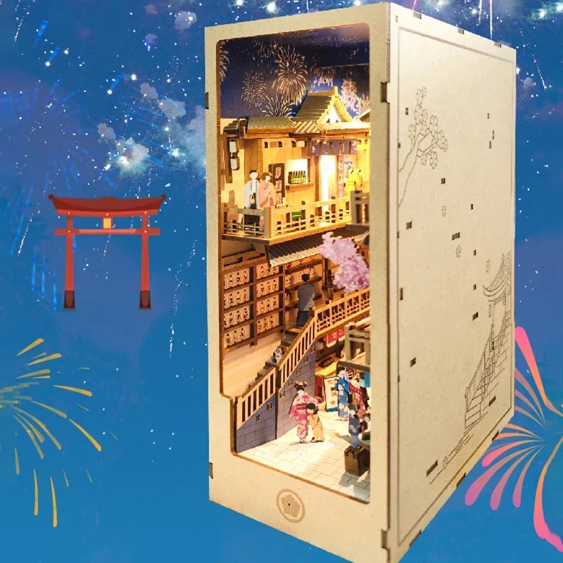 Japonês retro diy livro de mad - Diy Wooden Book Nook Kit Shelf Insert avaliação e preço
