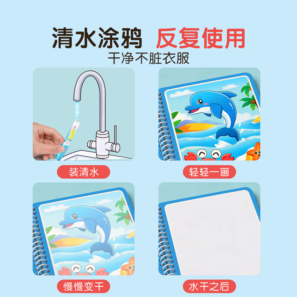 Livro Mágico de Desenho com Ág - Reusable Water Magic Coloring Book avaliação e preço